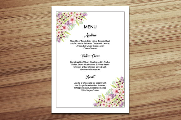 Printable Wedding Menu Card Template